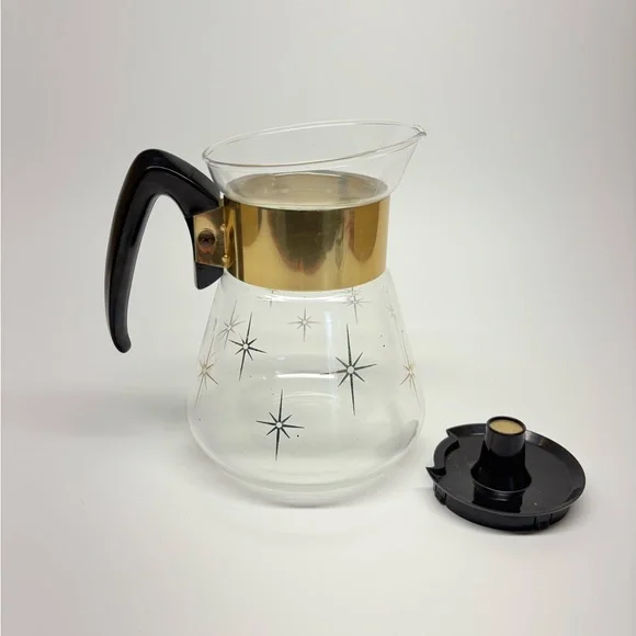 Vintage MCM Pyrex Corning 1960s Atomic Star Burst 4-6 Cup Coffee Pot Carafe - Picture 6 of 10